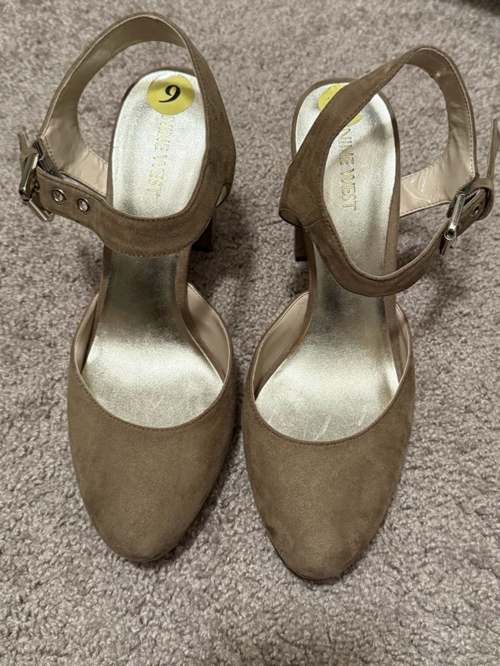 Nine West Brown Suede Ankle-Strap Heels